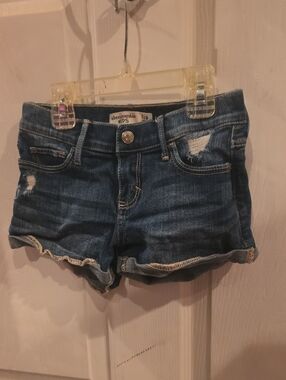 Abercrombie Kids Indigo Distressed Denim Cutoff Shorts